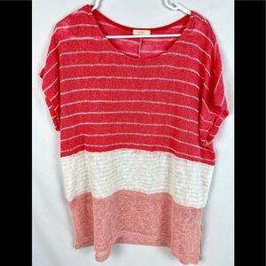 ODDY short sleeve color block lightweight sweater 1XL